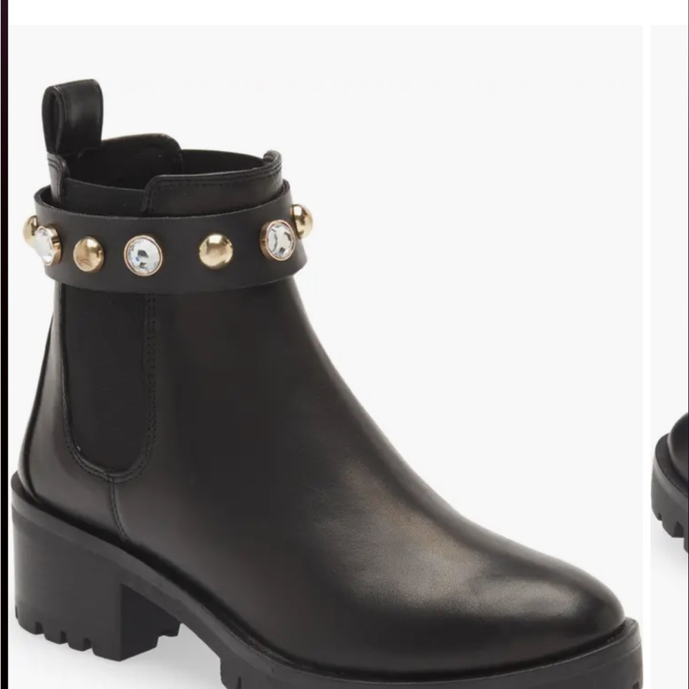 Karl Lagerfeld Black Ankle Boots with Gold Studs